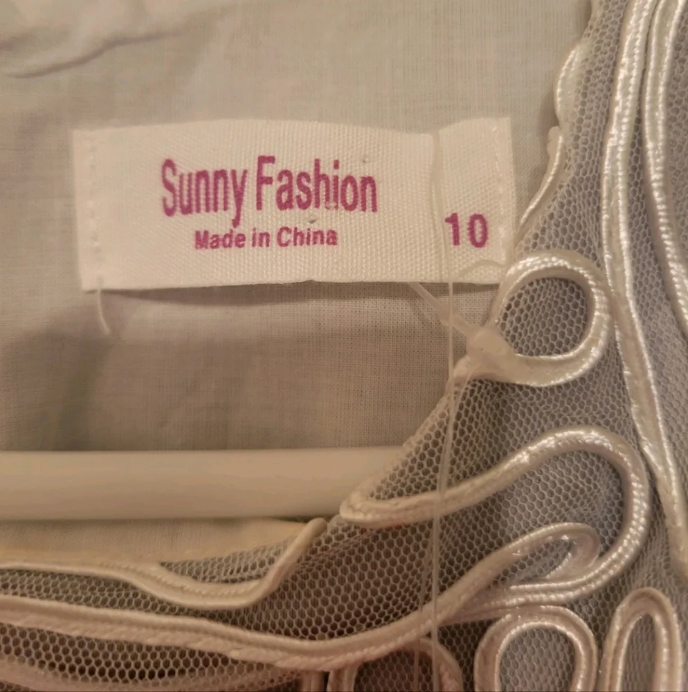 New Girls Size 10 Dress Embroidery‎ Gray & Silver Wedding Party Any Occasion